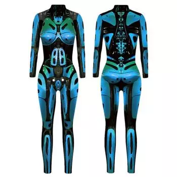 Женский цифровой комбинезон косплей костюм леопардовый рукав боди вечерний XL