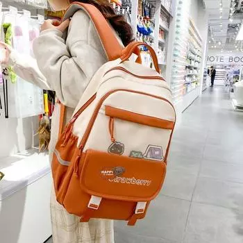 Женский цветной контрастный рюкзак, школьный рюкзак с героями мультфильмов для девочек, рюкзак для средней школы