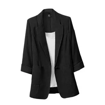 Женский цветной модный хлопковый льняной пиджак в пальто большого размера вскользь M белый