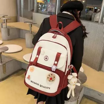 Женский цветной рюкзак для старшеклассников, школьная сумка большой емкости, водонепроницаемый рюкзак, сумка для компьютера чёрный