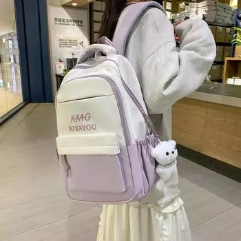 Женский цветной рюкзак для студентов с буквенным принтом, школьная сумка синий