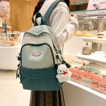 Женский цветной рюкзак для студентов, школьный рюкзак большой емкости для учащихся младших классов, рюкзак для школьников зелёный