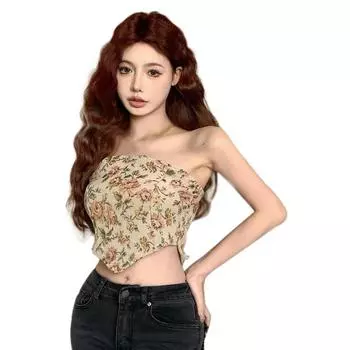 Женский цветочный принт Slim Fit Camisole Без рукавов Танк Топ Повседневная базовая рубашка Легкая кроп-топ Сексуальная футболка