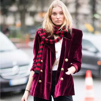 Женский деловой зимний пиджак с длинным рукавом, пиджаки, женские золотые бархатные пиджаки, женский костюм S чёрный