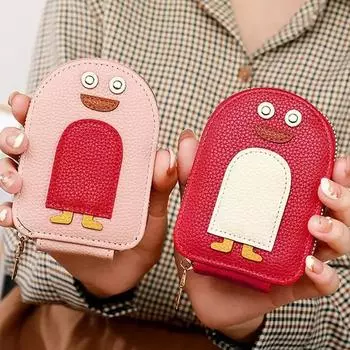 Женский держатель для кредитных карт с мультяшным пингвином, симпатичный органный стиль, сумка для хранения нескольких карт, кошелек для монет, держатель для визитных карточек из искусственной кожи