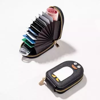 Женский держатель для кредитных карт с мультяшным пингвином, симпатичный органный стиль, сумка для хранения нескольких карт, кошелек для монет, держатель для визитных карточек из искусственной кожи светло-серый