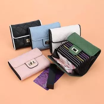 Женский держатель для удостоверения личности из кожи, прошитая пряжка, держатель для нескольких карт, визитница большой емкости розовый