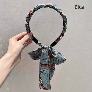 Женский Девичий Цветочный Принт Ленты Обруч для Волос Плетеная Повязка на Голову Длинная Лента Повязка для Волос