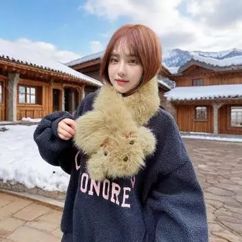 Женский Девочки Зимний Теплый Мягкий Утолщенный Уличный Ветрозащитный Милый Шейный Платок Искусственный Мех Однотонный