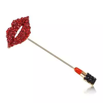 Женский Девушки Подарок Шармы Романтические Банкетные Украшения Зажим для Шарфа Красные Губы Помада Брошь Значок красный