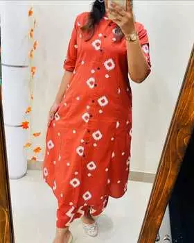 Женский дизайнерский комплект из брюк-курта А-силуэта в стиле индийского Болливуда, топ-туника, курти, праздничная одежда M красный