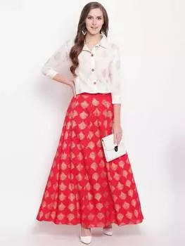 Женский дизайнерский комплект из вискозы и этнической юбки с топом в индийском стиле Болливудская этническая рубашка Lehenga S красный