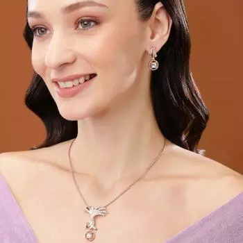 Женский дизайнерский комплект ожерелья Estele с покрытием из розового золота и пальмы и кристаллами