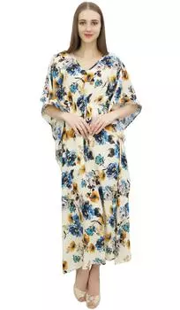 Женский длинный кафтан Bimba Easy Wear белого цвета с кулиской на талии, длинный 10 белый