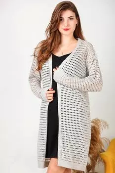 Женский длинный кардиган с дырками