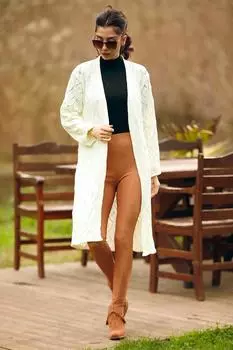 Женский длинный кардиган с дырками