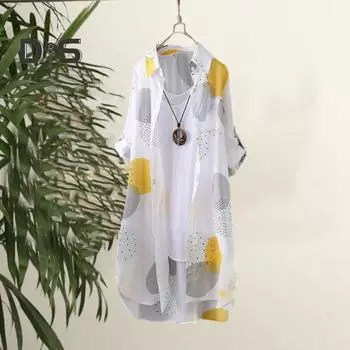 Женский длинный кардиган с неровным подолом, контрастного цвета, однобортный, с лацканами, свободное с принтом, тонкое женское пальто с длинными рукавами и накладными карманами 3XL жёлтый