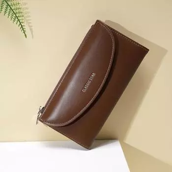 Женский длинный клатч-кошелек 2025 года — стильный, многофункциональный, большой емкости, искусственная кожа синий