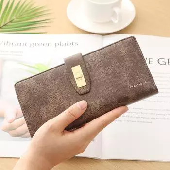 Женский длинный кошелек из искусственной кожи с мягкой пряжкой в стиле ретро, большая вместимость, ручная сумка чёрный