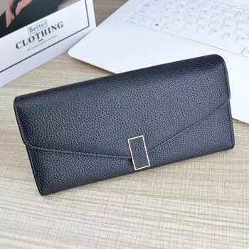 Женский длинный кошелек из мягкой искусственной кожи, кошелек, модные кошельки 19.2*9.5*3cm чёрный