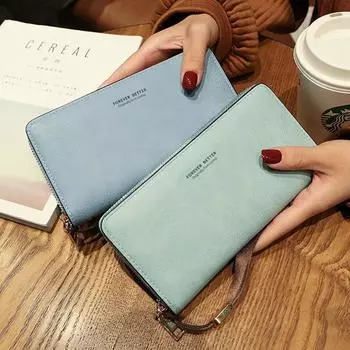 Женский длинный кошелек в корейском стиле и многофункциональная сумка - держатель для карт, сумка для телефона и кошелек для монет чёрный