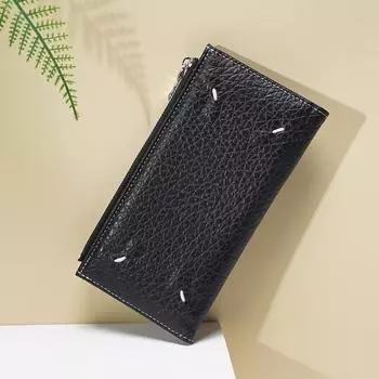 Женский длинный кошелек высокого класса: Компактный кошелек для монет, однотонный, на молнии коричневый