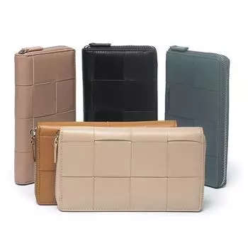 Женский длинный кожаный кошелек, новый, тканый из овчины высокой емкости, модный и минималистичный, на молнии, с зажимом для денег, серебряная сумка 19cm бежевый