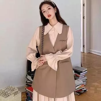 Женский длинный модный жилет свободного покроя больших размеров для уличной одежды L