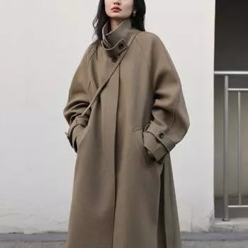 Женский длинный плащ CHIC VEN, шерстяное пальто со шнуровкой и рукавами реглан, офисное женское офисное пальто на осень-зиму 2023