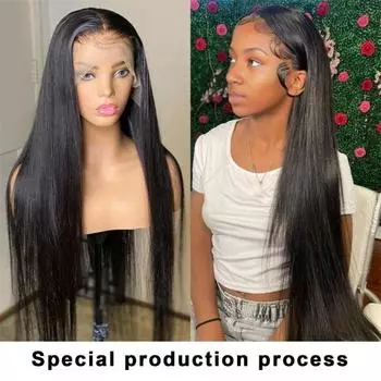 Женский длинный прямой черный парик, средняя часть, натуральное термостойкое высокотемпературное волокно, синтетические волосы для женщин и девочек, кружево спереди чёрный