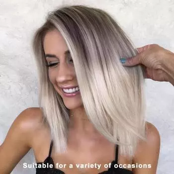 Женский длинный прямой парик, боковая часть, натуральные термостойкие женские волосы до плеч, градиент цвета, синтетические волосы