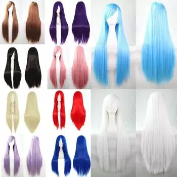 Женский длинный прямой парик с длинными прямыми волосами, парик для косплея, поддельный высокотемпературный парик 80cm коричневый