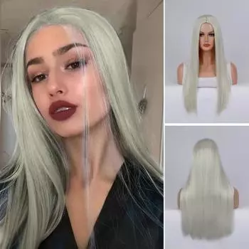 Женский длинный прямой парик, средняя часть, натуральные шелковистые термостойкие высокотемпературные волокна, костюм для вечеринки, косплей, красочные синтетические волосы красный