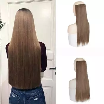 Женский длинный прямой волнистый парик для наращивания волос, парик из синтетического волокна, 5 зажимов, черный, коричневый, светлый, вечерние, косплей, повседневное использование