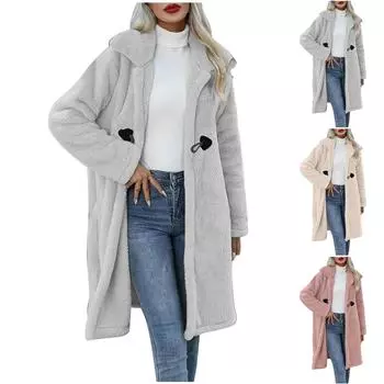 Женский длинный пушистый кардиган с длинным рукавом, вязаный кардиган, свитер из флиса, куртка Lepel, однотонный кардиган на шнурке с карманом M зелёный