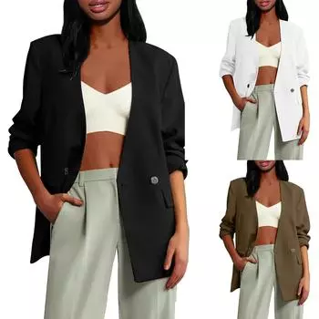 Женский длинный рукав пуловер повседневный открытый спереди куртки наряды S чёрный