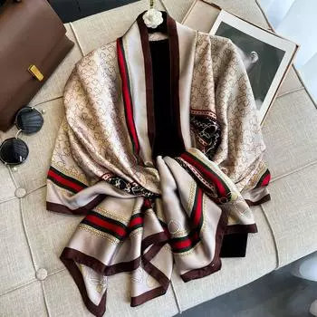 Женский длинный шарф из искусственного шелка на весну и лето для профессионального украшения комнаты с кондиционером в сочетании с напечатанным шарфом-шалью в стиле ниши 180*90CM