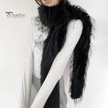 Женский длинный шарф, однотонный, утолщенный, имитация меха норки, бархатный декоративный шарф, теплый, тонкий шарф, модный аксессуар серый