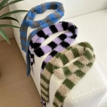 Женский длинный шарф с цветным полосатым принтом, тонкий длинный шарф, шарф для холодной погоды, шейный платок, модный аксессуар темно-коричневого