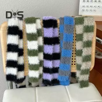 Женский длинный шарф с цветным полосатым принтом, тонкий длинный шарф, шарф для холодной погоды, шейный платок, модный аксессуар белый