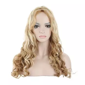 Женский длинный смешанный светлый волнистый парик из натуральных волос, сексуальные вьющиеся парики для косплея