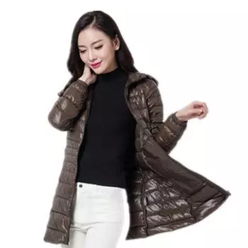 Женский длинный теплый пуховик, модный женский пуховик с капюшоном и портативной сумкой для хранения, женское пальто до бедра 4XL