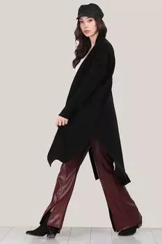 Женский длинный трикотажный кардиган с боковыми разрезами