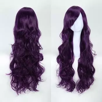 Женский длинный вьющийся парик для косплея с челкой, натуральные шелковистые термостойкие высокотемпературные волокна, женские однотонные волнистые синтетические волосы