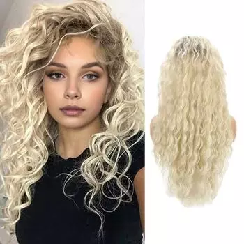 Женский длинный вьющийся парик, натуральный пушистый волнистый парик, регулируемая форма лица, линия волос, парик из высокотемпературного волокна