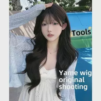 Женский длинный волнистый кудрявый парик - натуральный парик средней длины для всей головы