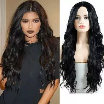 Женский длинный волнистый парик MERISIHAIR без челки, парик из синтетического высокотемпературного волокна для женщин, черный, оранжевый, повседневная одежда