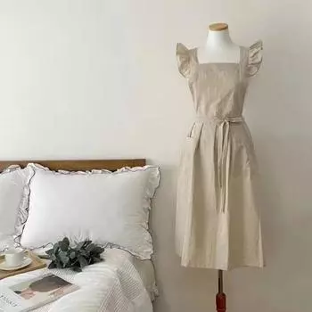 Женский домашний фартук, фартук для художественной студии, кухонный фартук One Size бежевый