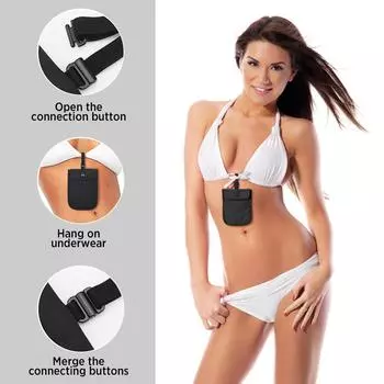 Женский дорожный бюстгальтер-кошелек, однотонный секретный дорожный кошелек с клапаном и застежкой на пояс для денег, карманный ремень, хлопковый женский карман чёрный