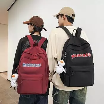 Женский дорожный рюкзак большой емкости, студенческий школьный рюкзак с буквенным принтом, мужской уличный рюкзак чёрный